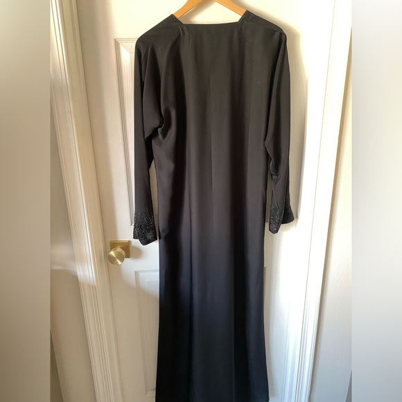 Black Abaya Thobe Embellished Modest Prayer Dress with Head Scarf - size L - Picture 7 of 7